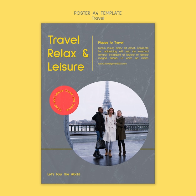 Free PSD travel destination vertical poster template