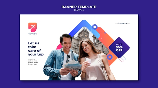 Free PSD travel discount banner template