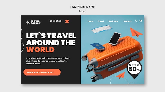 Free PSD travel landing page design template