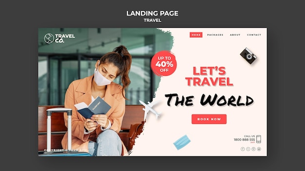 Free PSD travel landing page