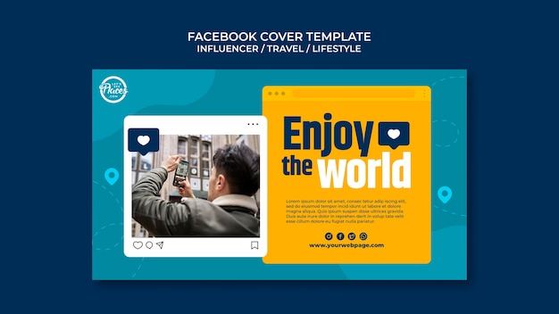 Free PSD travel media influencer social media cover template