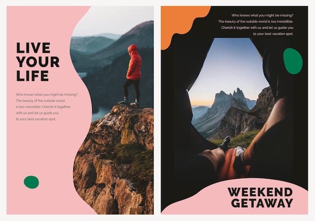 Free PSD travel mountain marketing template psd ad poster for agencies dual set