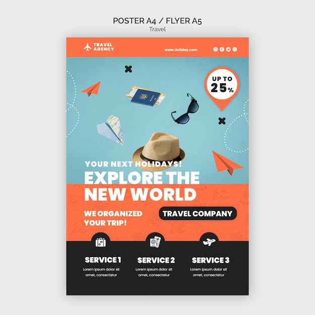 Free PSD travel poster design template