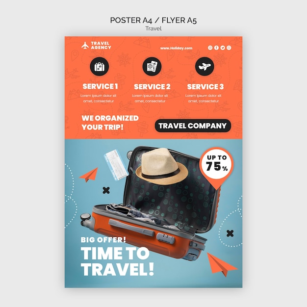 Free PSD travel poster design template