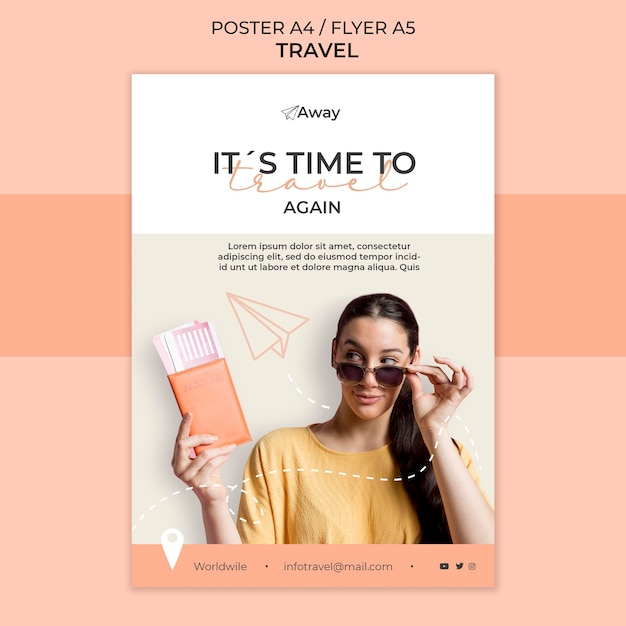 Free PSD travel time poster template