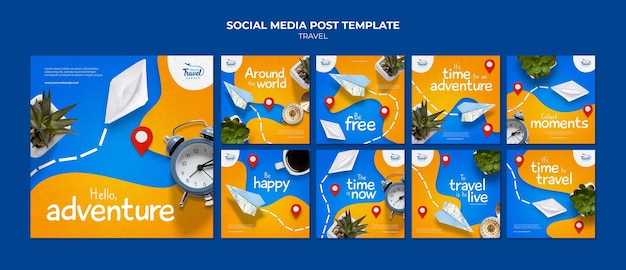 Travel time social media post template