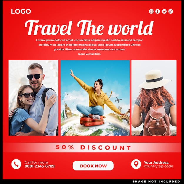 Free PSD travel and tour social media post instagram post template