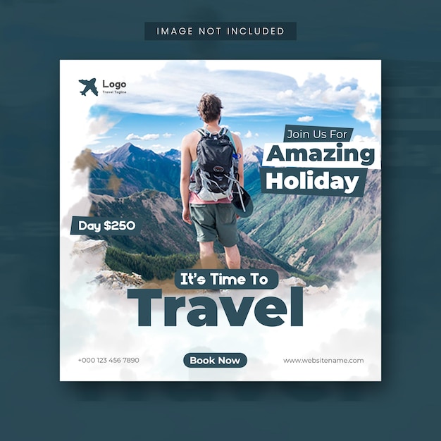 Free PSD travel and tour social media post instagram post or web banner template