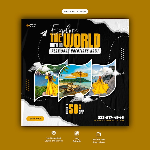 Travel and tourism Instagram post or social media post template