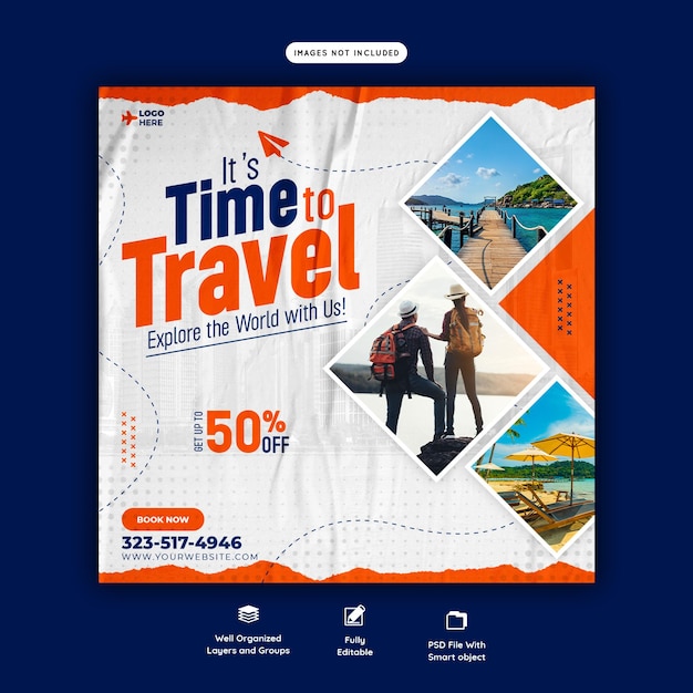 Travel and tourism Instagram post or social media post template