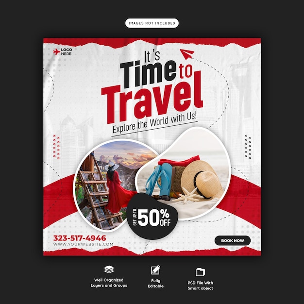 Travel and tourism Instagram post or social media post template