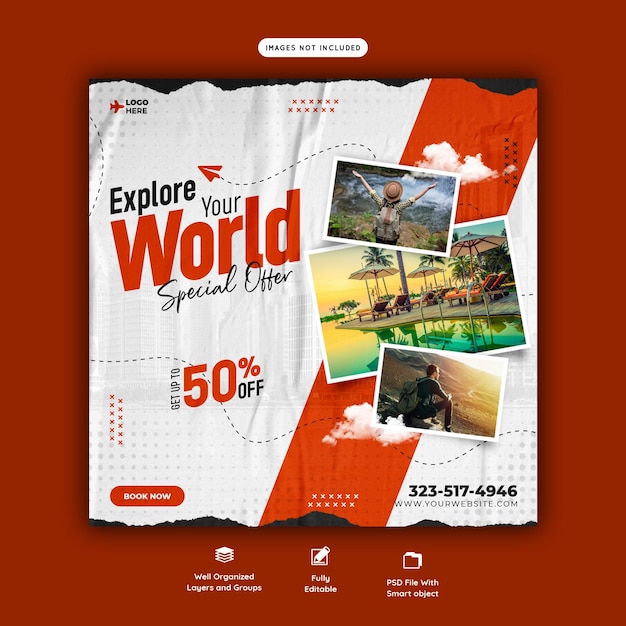 Travel and tourism Instagram post or social media post template