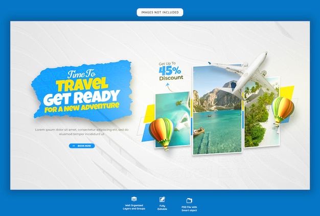 Free PSD travel and tourism web banner or background template