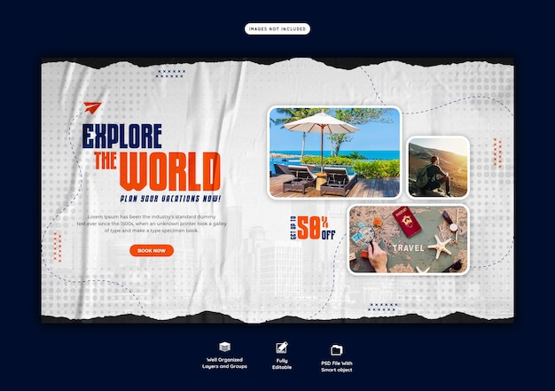 Free PSD travel and tourism web banner template