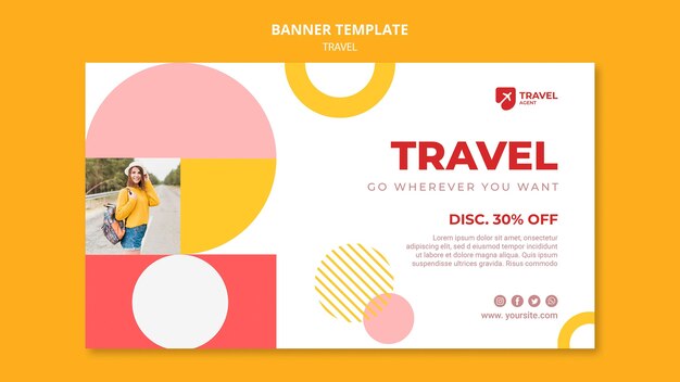 Travel with discount banner template