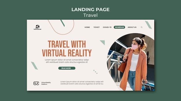 Free PSD travel with virtual reality landing page