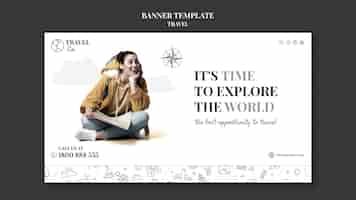 Free PSD travel the world  horizontal banner