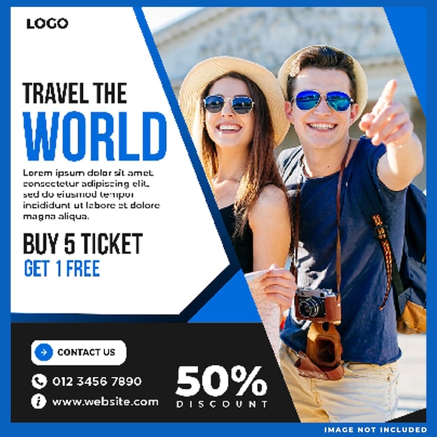 Free PSD travel the world social media post design