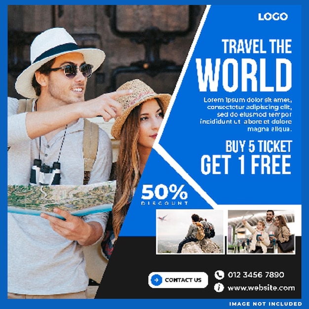 Free PSD travel the world social media post design