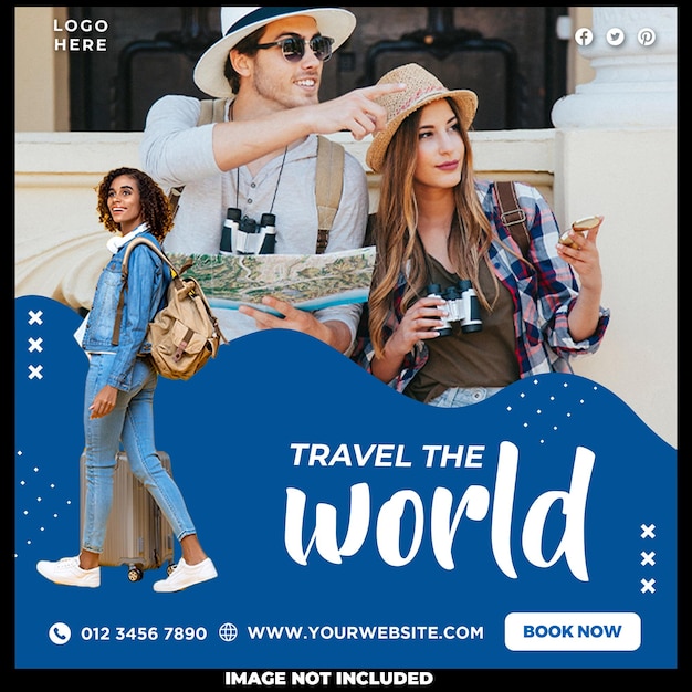 Free PSD travel the world social media template