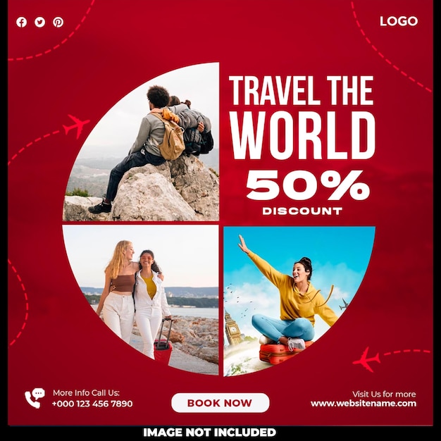 Free PSD travel the world social media template