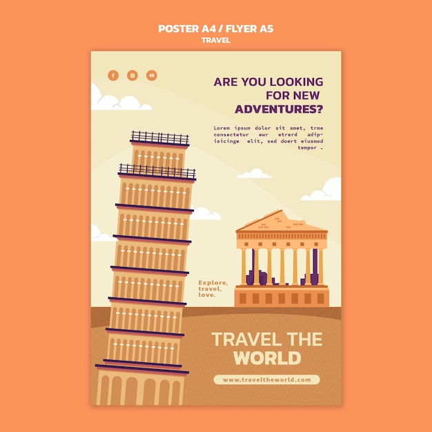 Travel the world vertical poster template