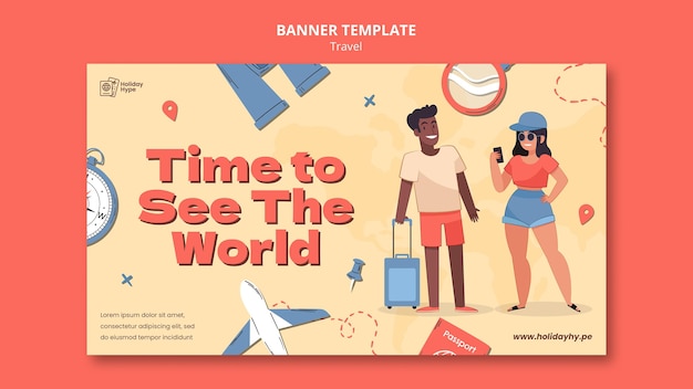 Travelers design template of banner