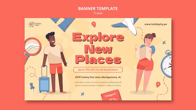 Travelers design template of banner