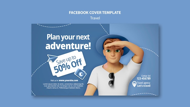 Free PSD traveling adventure facebook cover template