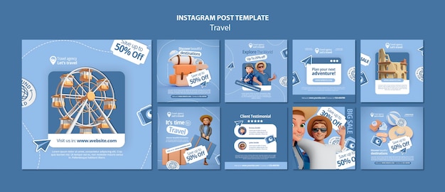 Free PSD traveling adventure instagram posts