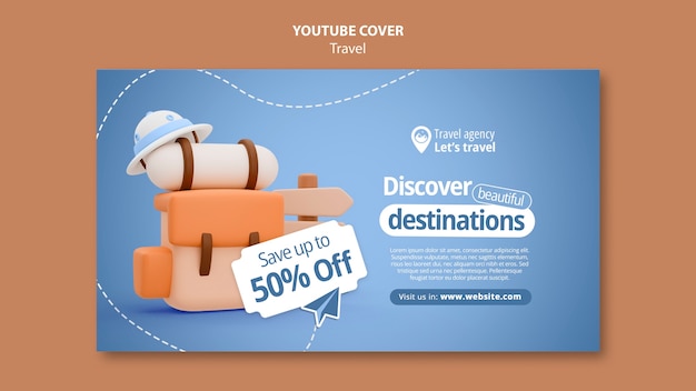 Free PSD traveling adventure youtube cover template