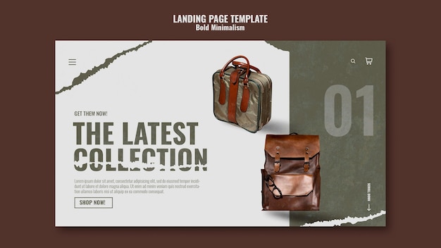 Free PSD traveling bag landing page template