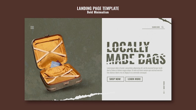 Free PSD traveling bag landing page template