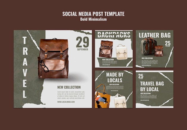 Free PSD traveling bag social media posts