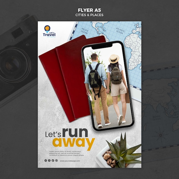 Free PSD traveling concept flyer template