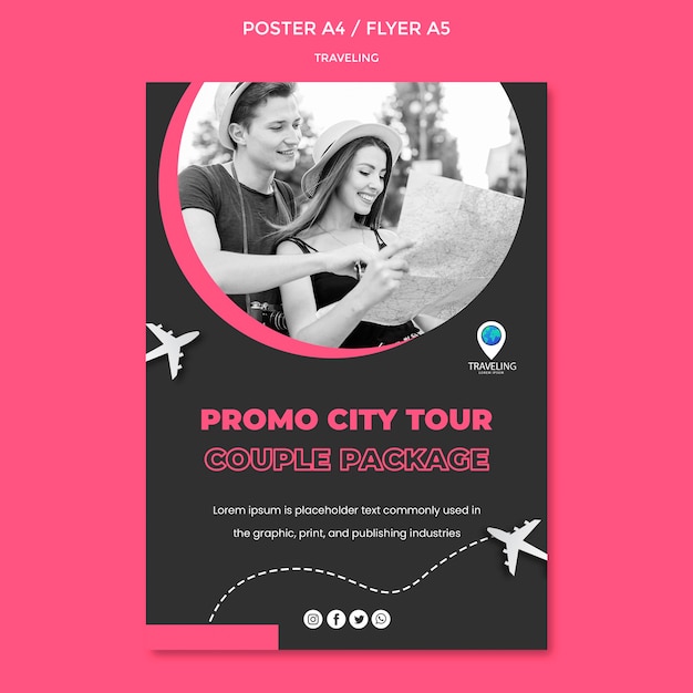 Free PSD traveling concept poster template