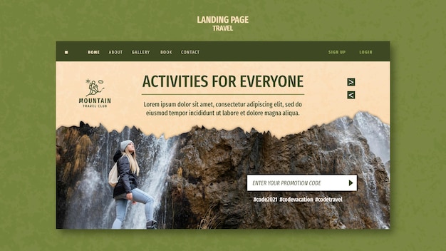 Traveling landing page with photo