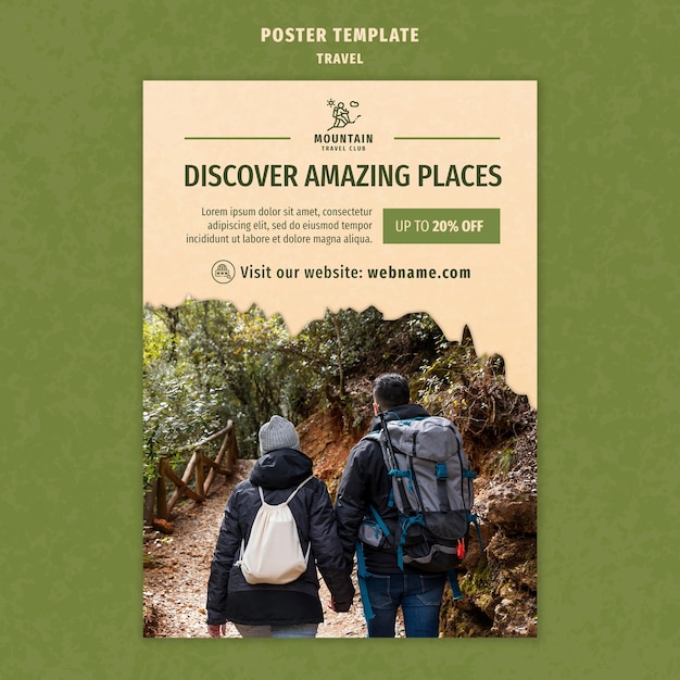 Free PSD traveling print template with photo