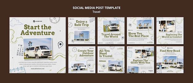 Free PSD traveling social media posts template with photo