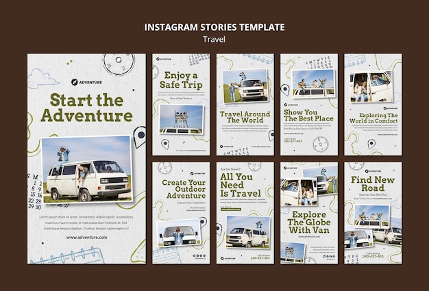 Free PSD traveling social media stories template with photo