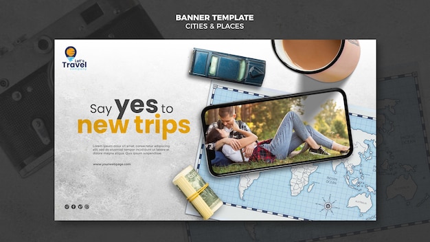 Free PSD traveling time banner template