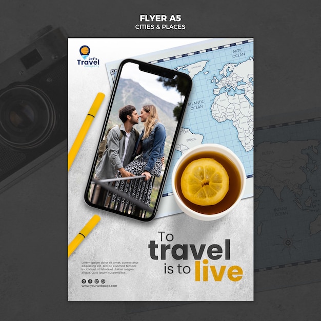 Free PSD traveling the world flyer template