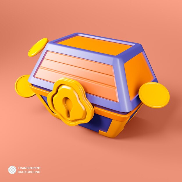 Treasure chest game asset icon Isolated 3d render Illustration