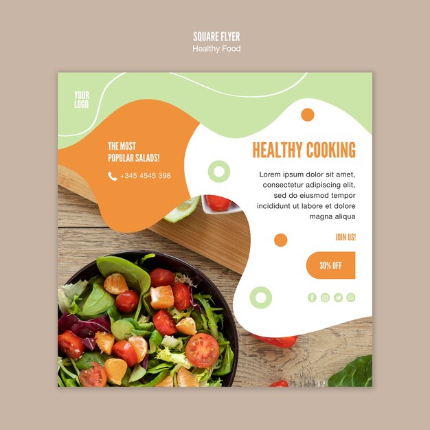 Treat yourself with healthy food square flyer