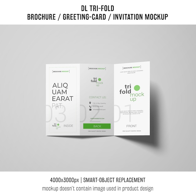 Trifold brochure or invitation mockup