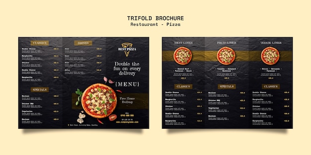 Free PSD trifold brochure for pizza restaurant