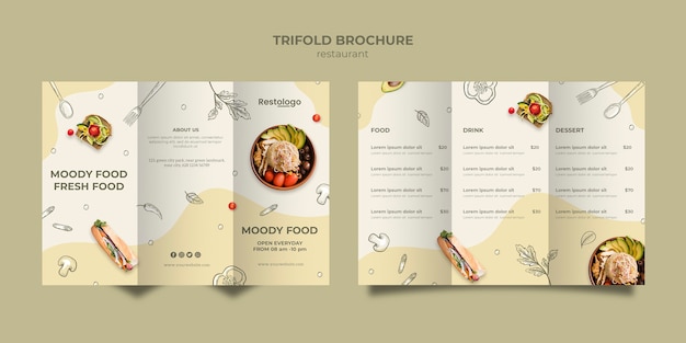 Trifold brochure template for restaurant