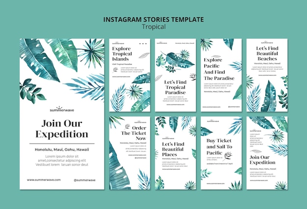 Tropical design style instagram stories template