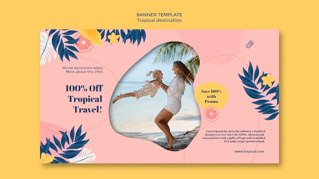 Free PSD tropical destination banner template design