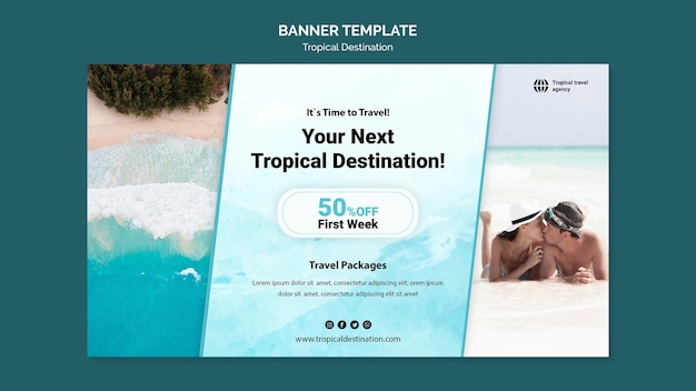 Free PSD tropical destination banner template design